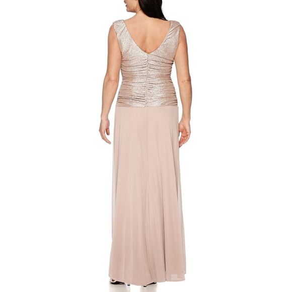 New! R&M RICHARDS Women's Plus Size Shimmery Chiffon Skirt Dress Color Blush - Picture 2 of 5